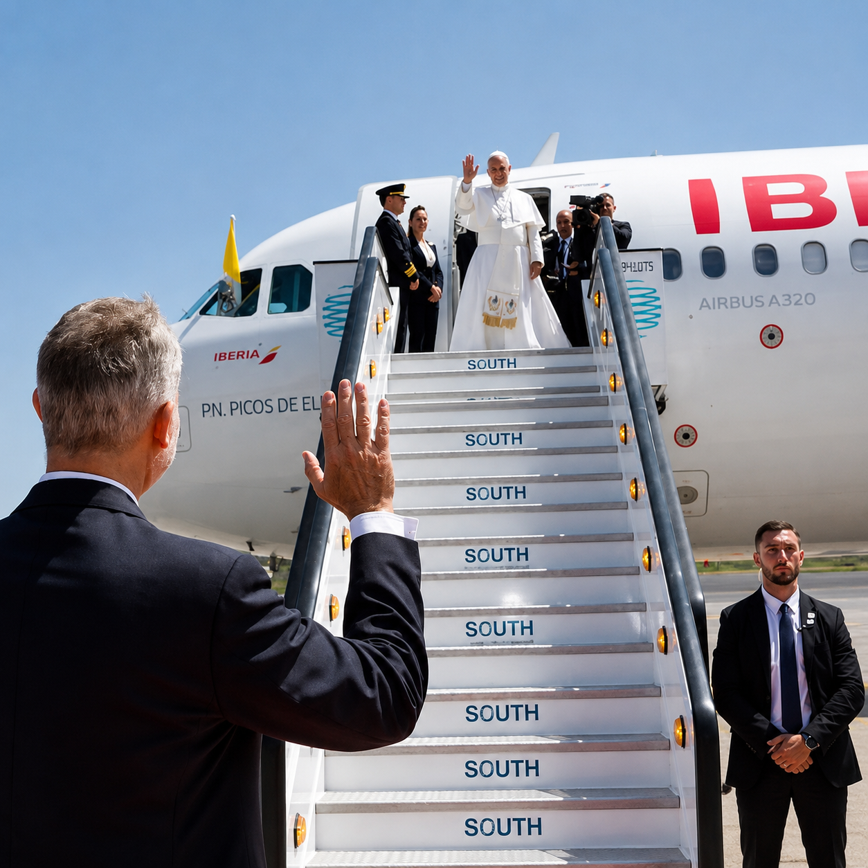 Iberia le desea un buen viaje al Papa… desde tierra…