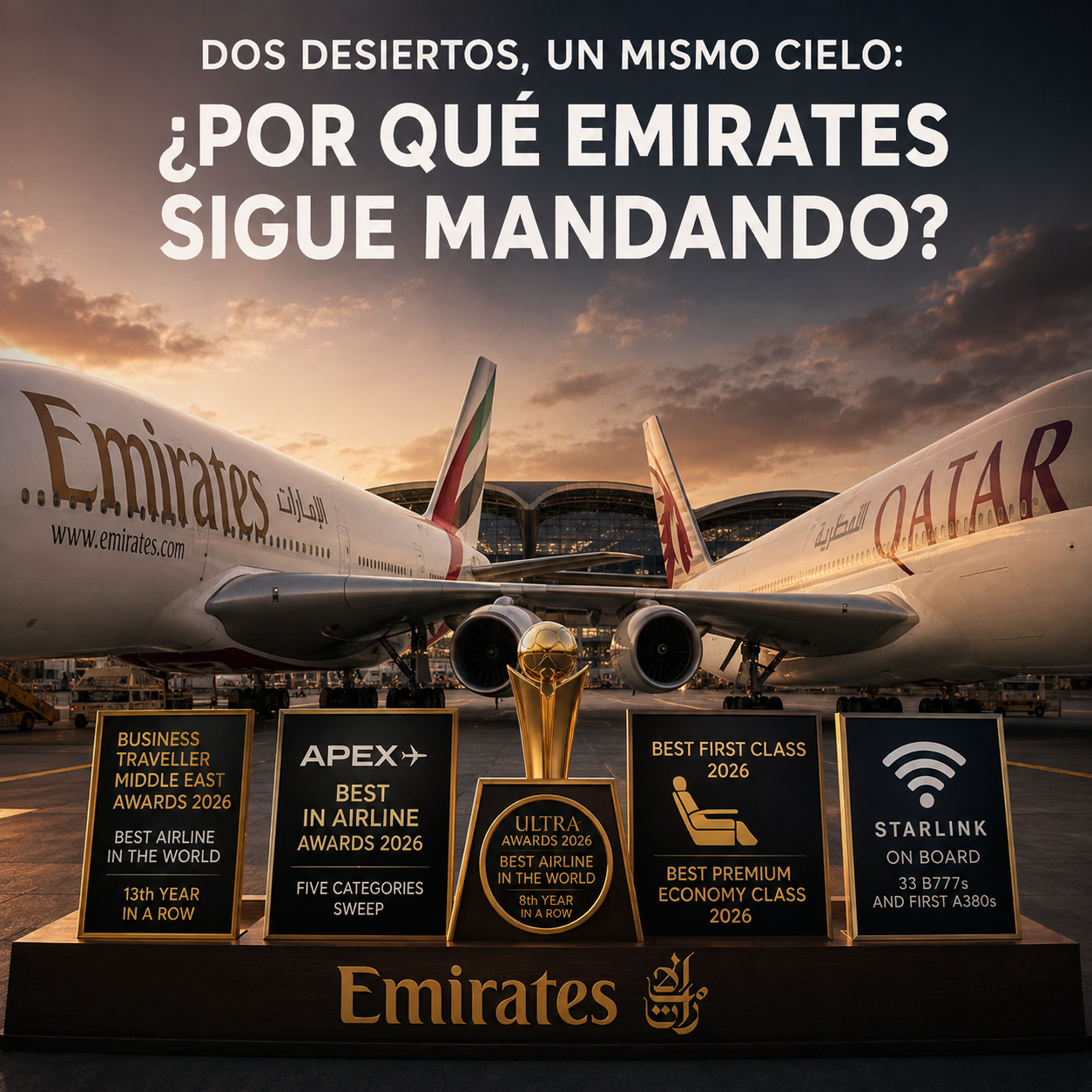 Emirates gana por goleada a Qatar Airways